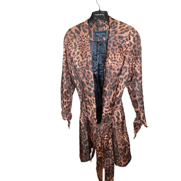 Pamela McCoy Mist Leopard Print Womens Robe Jacket With Tie Waist Size Large - Picture 1 of 16